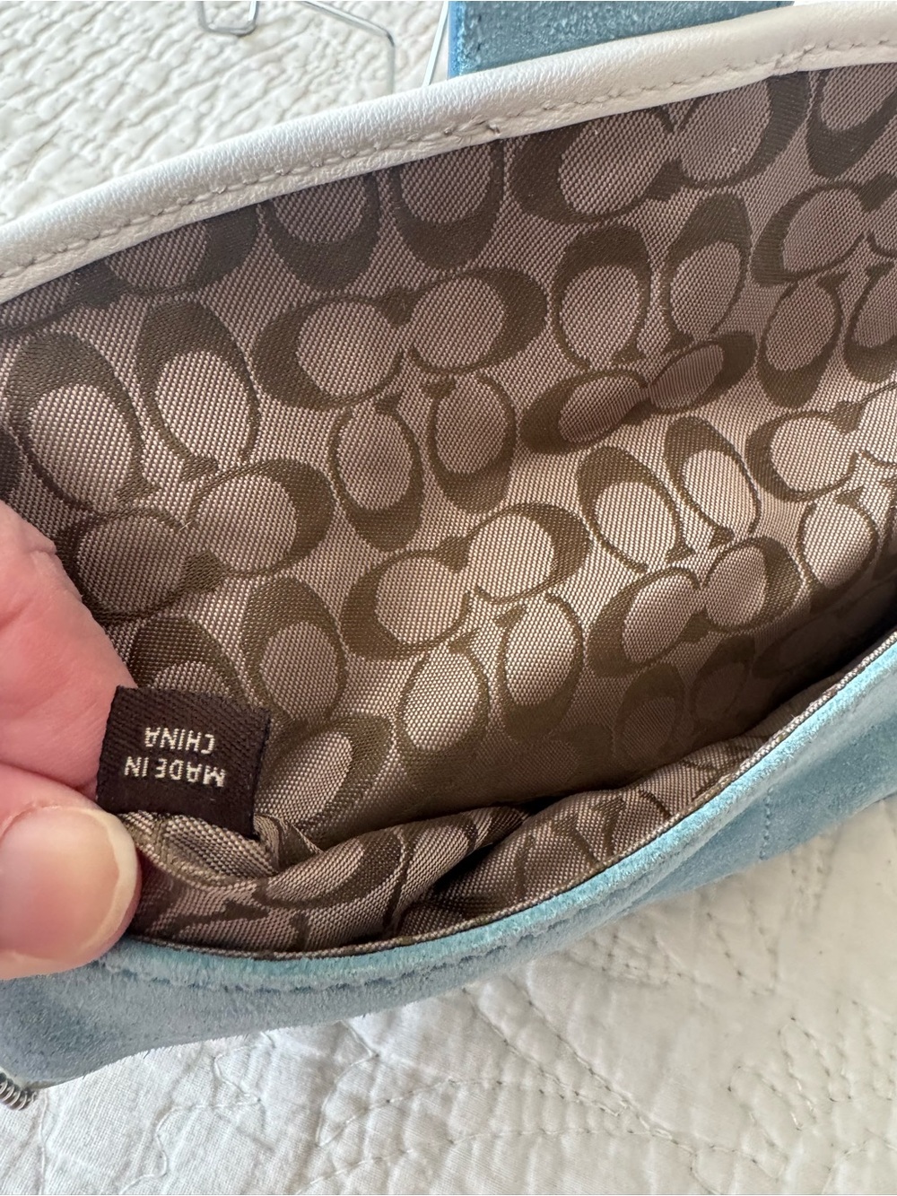 Coach Y2K Teal Suede Wristlet Clutch with Buckle Detail - Picture 6 of 11
